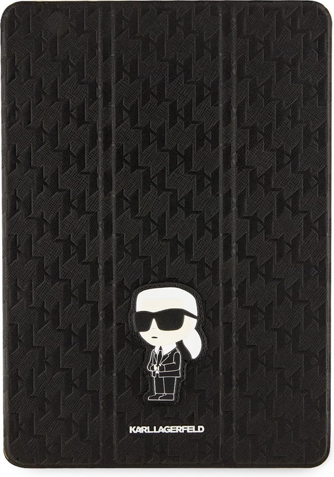 iPad 10.2 2021 (9e gen)/iPad 10.2 (2020)/iPad 10.2 (2019) Bookcase hoesje - Karl Lagerfeld - Effen Zwart - Kunstleer