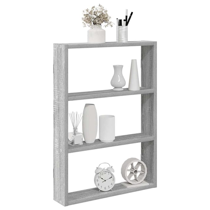 vidaXL - Wandschap - 43x9x60 - cm - bewerkt - hout - grijs - sonoma - eikenkleurig