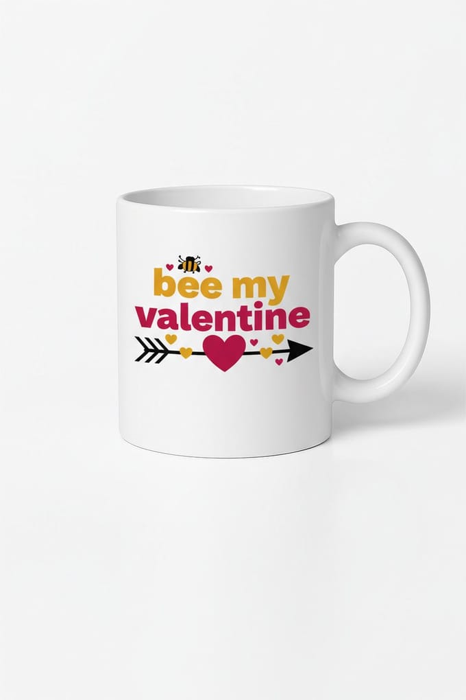 Bee My Valentine Mok - Grappige Valentijn Koffie Beker met Bij en Hartjes