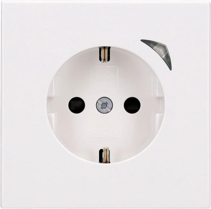 Jung HOME BT LS 1521 SE WW Wandcontactdoos met randaarde Energy Alpine wit