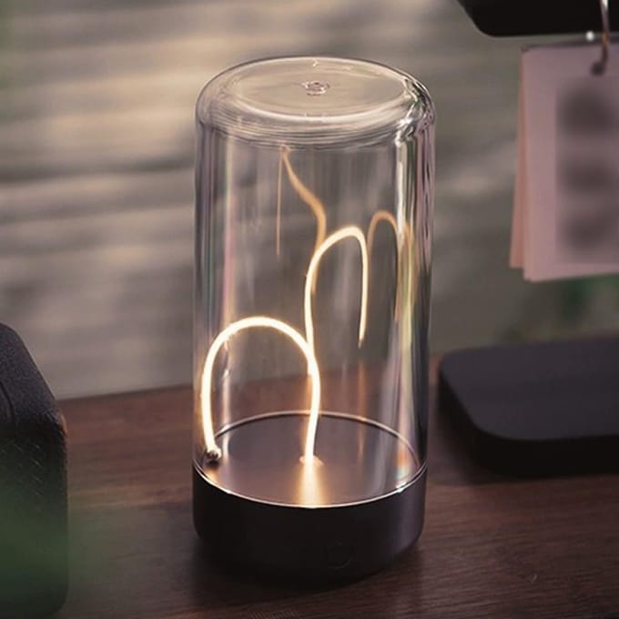 Draagbare bureaulamp met sfeerverlichting, magnetische gloeidraad, draadloze oplaadbare nachtlamp grijs