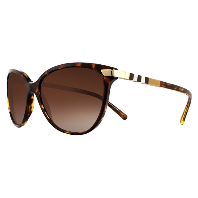 Burberry Zonnebril Be4216 300213 Donker Havana Met Goud Detailing Bruin Verloop