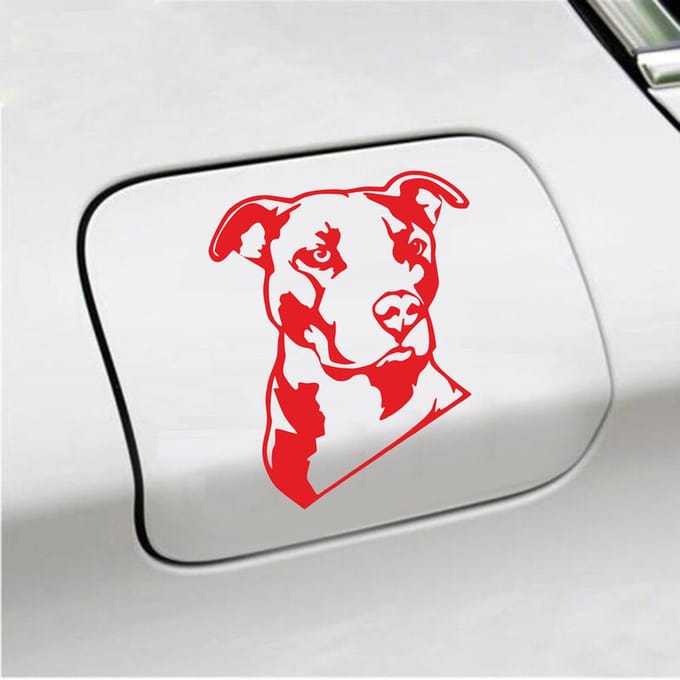 Bumpersticker - Pitbull  - 13 X 11 - Rood