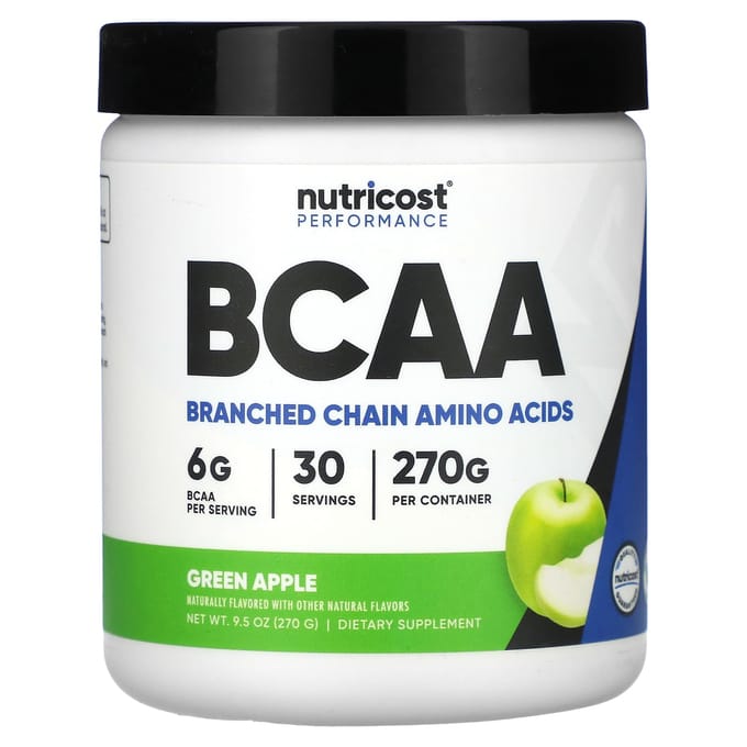 Nutricost, Performance Athlétique, BCAA, Pomme Verte, 9,5 oz (270g)