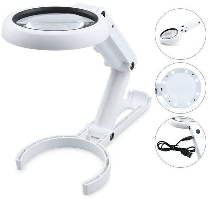 LED-vergrootlamp, dimbare handsfree vergrootlamp met licht en standaard, bureauvergrootlamp