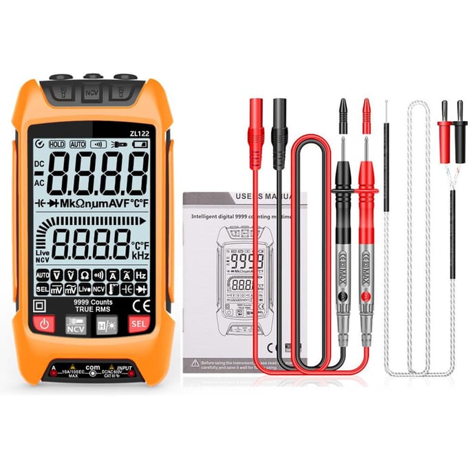 Digitale Multimeter LCD Achtergrondverlichting Display Handheld Multimeter Professioneel True RMS Spanning oranje