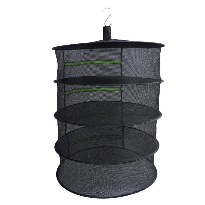 Kruidendroogrek met Ritsopening Meerlaags Multifunctioneel Hangend Plantendroognet voor Kweek 4 Tier black