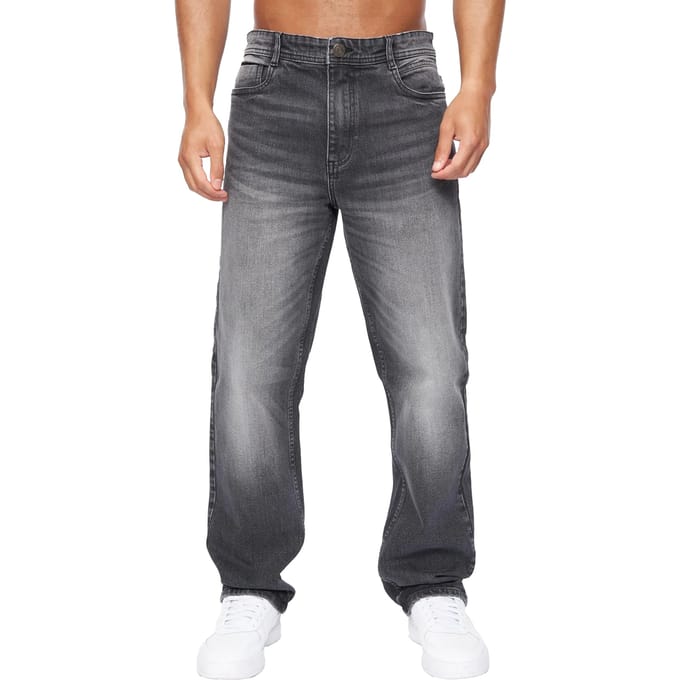 Duck and Cover Heren Rushawn Relaxed Fit Jeans (Zwart)