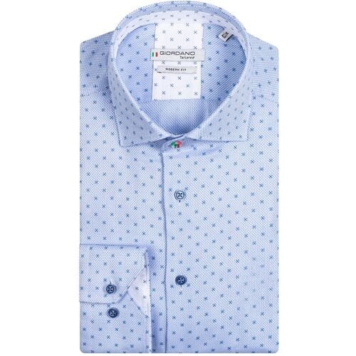 Giordano Overhemd Maggiore Minimal Diagonal Pattern Lichtblauw-Blauw / male