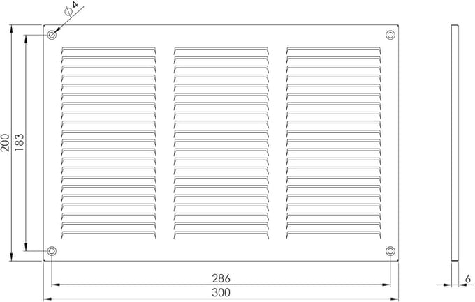 Ventilatierooster 300x200mm Wit Staal - Met Muggenhor voor Ventilatie