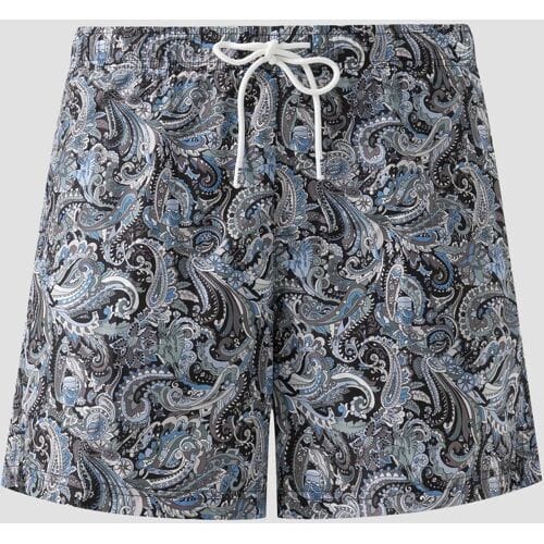 Eton Swim Short Paisley Patterned Drawstring Donker Blauw / male