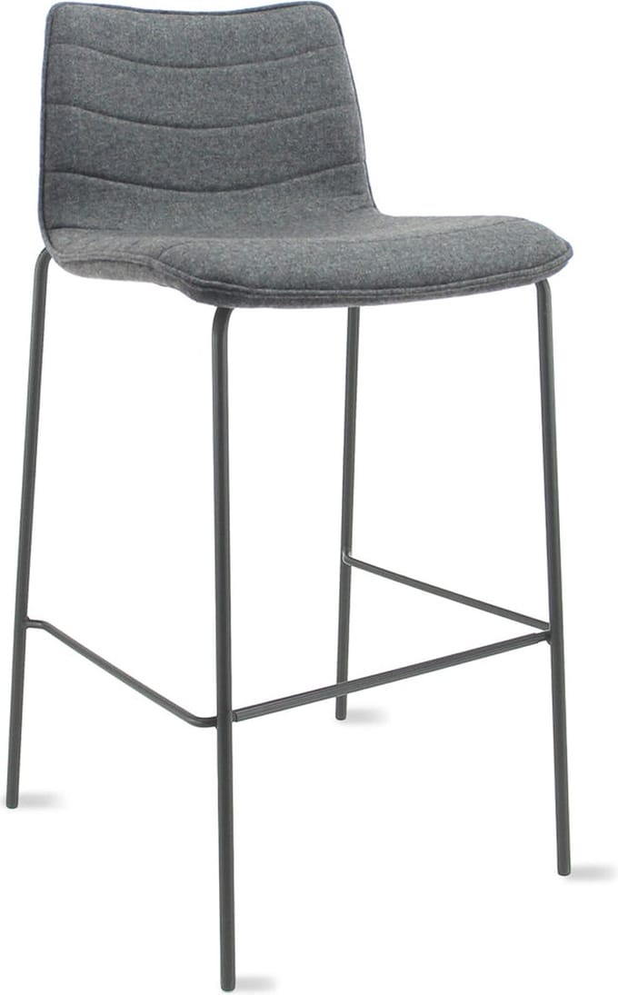 Workliving Verona Barkruk 75 cm - Wolvilt Fenice 602 middengrijs - frame zwart
