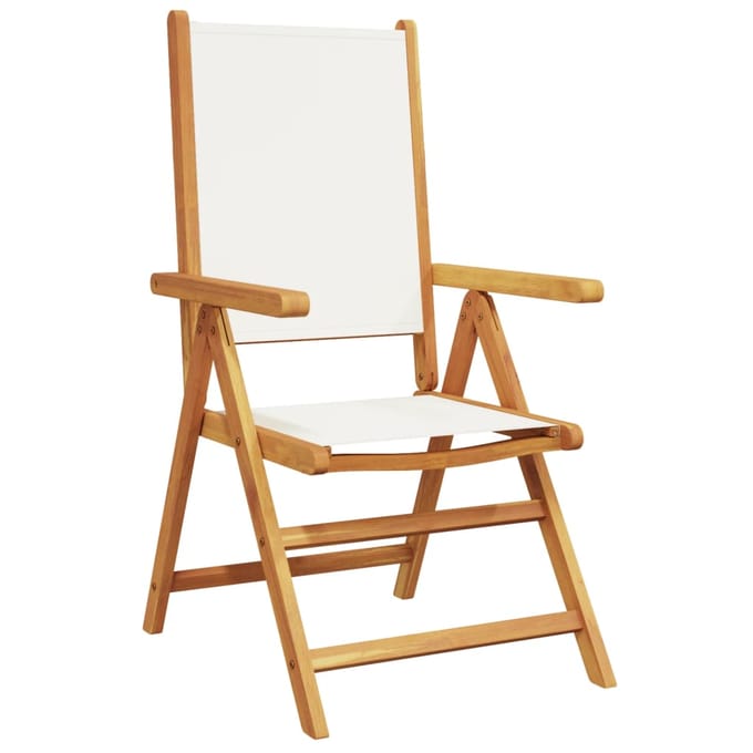vidaXL - Inklapbare - stoelen - 6 - st - massief - hout - en - stof - crèmewit