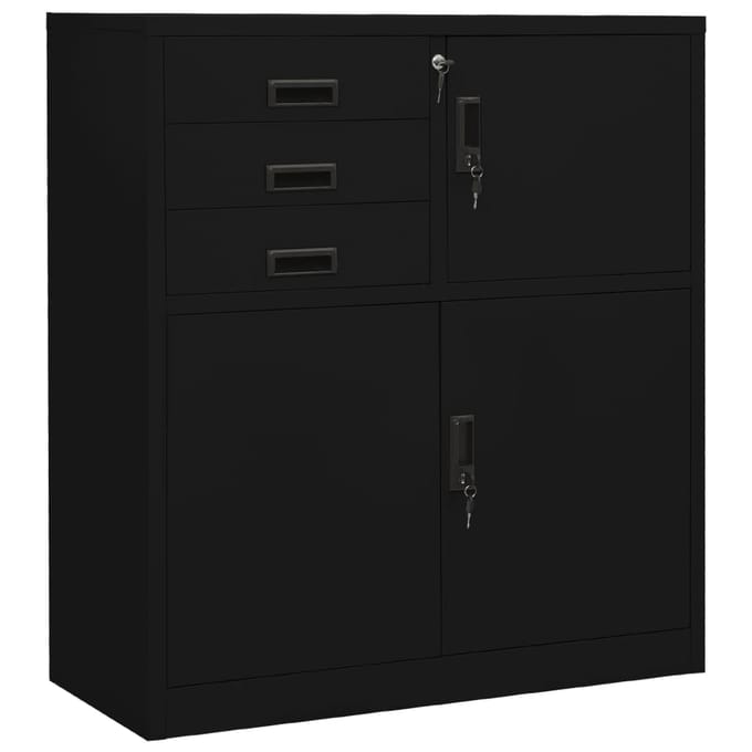 vidaXL - Kantoorkast - 90x40x102 - cm - staal - zwart