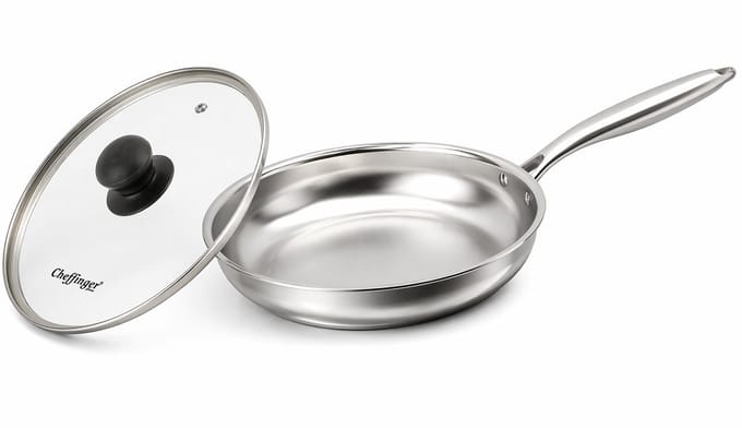Cheffinger Koekenpan met Deksel - 24cm - RVS - Zilver