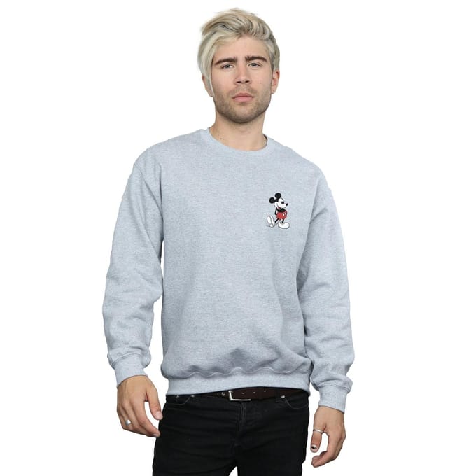 Disney Heren Mickey Mouse Kickin Retro Borst Sweatshirt (Sportgrijs)