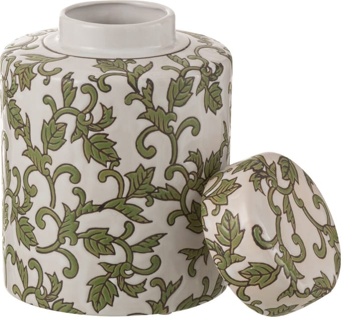 J-Line urne decoratief Yezi - porselein - groen/wit - small