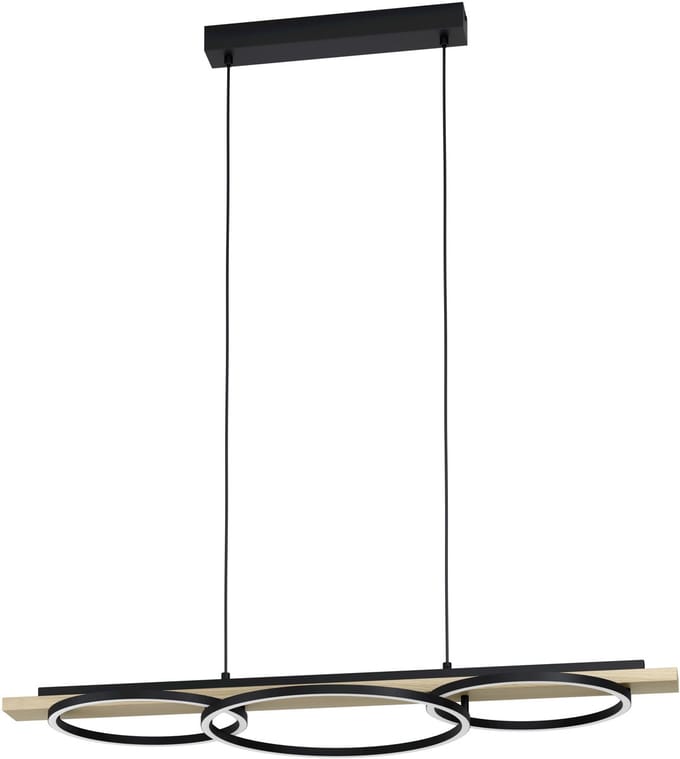 EGLO Boyal hanglamp - LED - 40cm - Hout - Zwart / Bruin