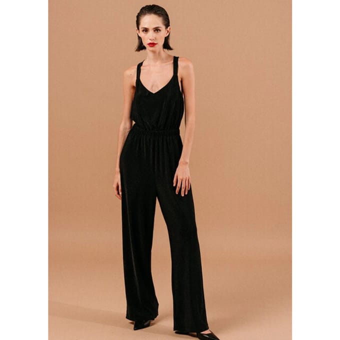 Zwarte mouwloze jumpsuit met glitter Loyale - Grace & Mila