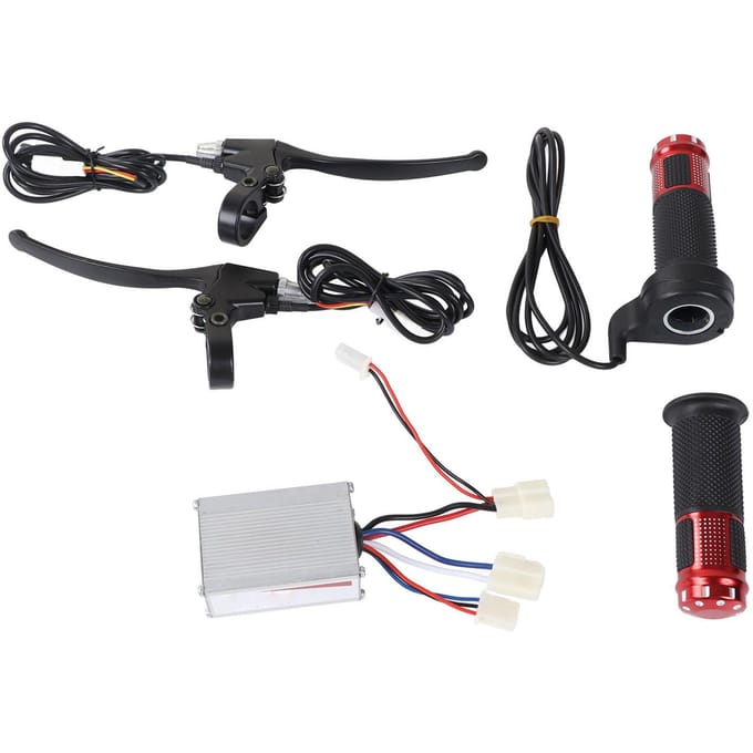 12V 250W Geborstelde Controller Kit Aluminium 3-draads Controller met Lange Lijn Zwarte Remhendel Rood black
