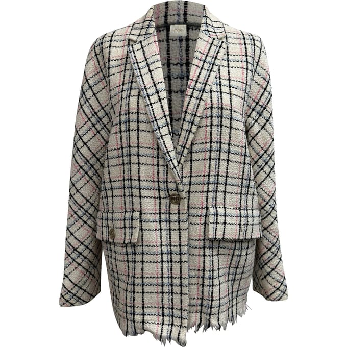 Maje Tweed geruite blazer van wit katoen