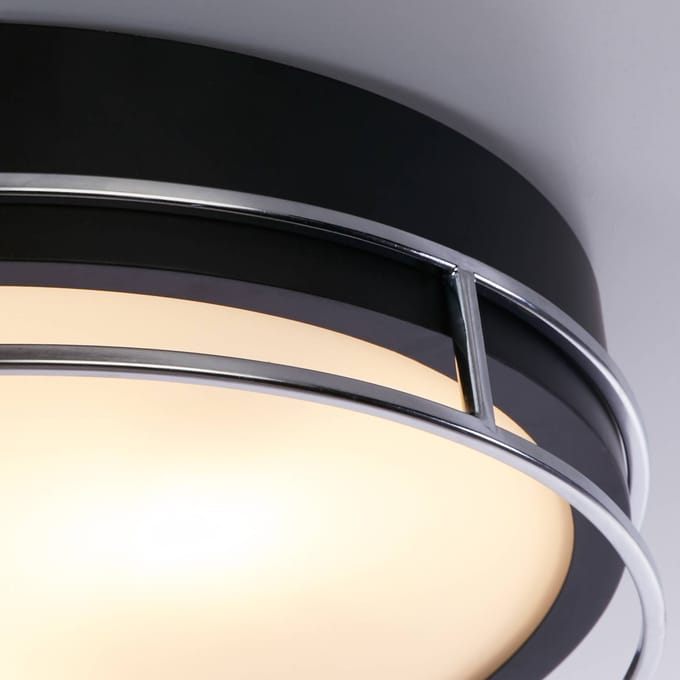 Searchlight Phoenix plafondlamp, Ø 40 cm, zwart / chroom, IP44