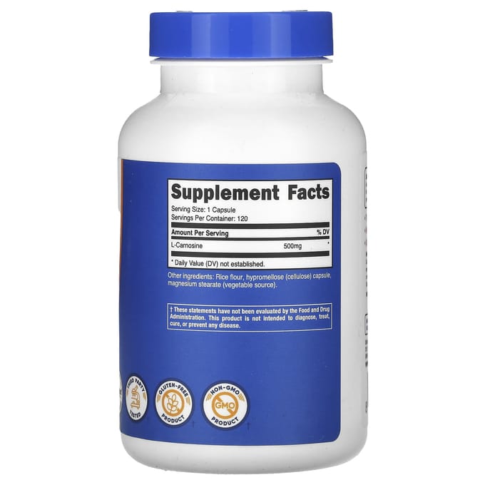 L-Carnosine, 500Mg, 120 Capsules