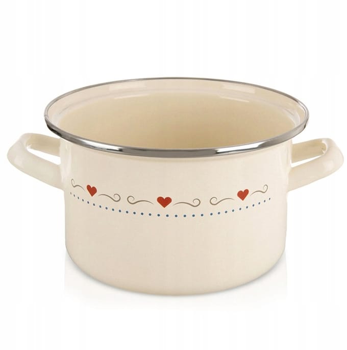 Crème geëmailleerde koekenpan TONCA 18 cm, 2L - Stijlvol en praktisch