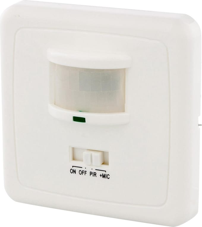 PROMAX Bewegingssensor - Reageert op beweging EN geluid - Max 500W - Inbouw - Wit
