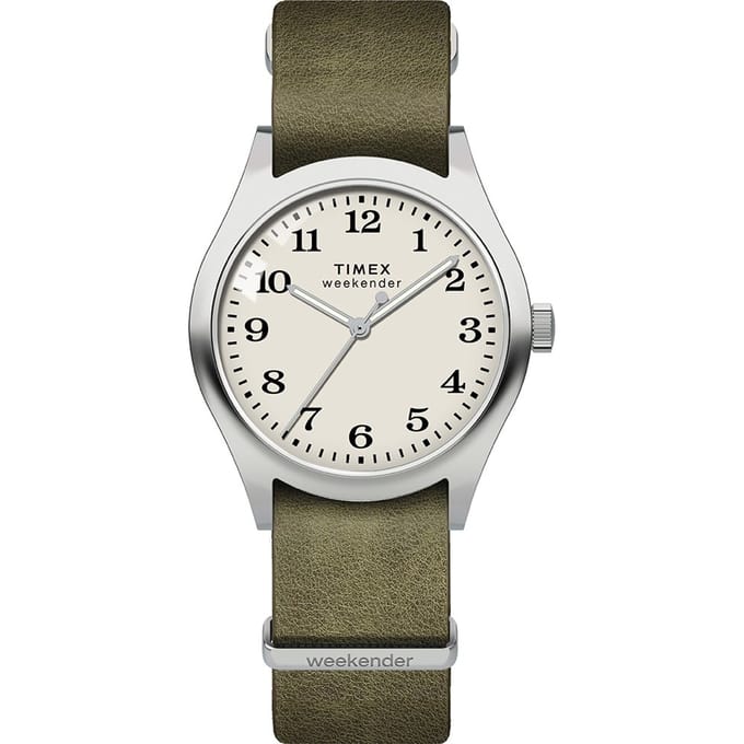 Timex Weekender TW2Y86500 Horloge - Leer - Groen - Ø 34 mm