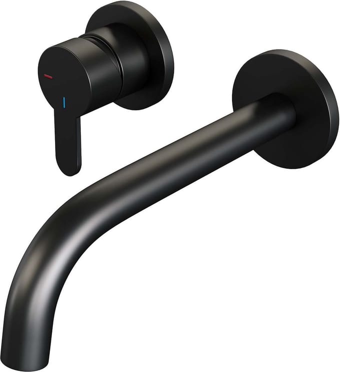 Brauer Black Edition inbouw wastafelmengkraan met gebogen uitloop en rozetten model D2 mat zwart