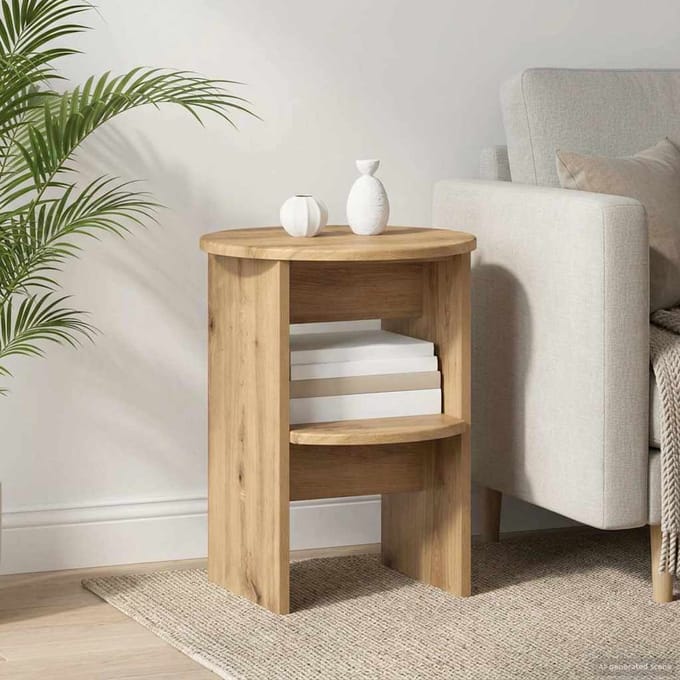 vidaXL - Bijzetkast - 2 - st - Artisan - Eik - Ø40 - x - 50 - cm - Geconstrueerd - hout