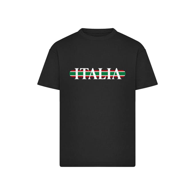 Mister Tee - Italia Stripes Oversize Heren Tshirt - M - Zwart