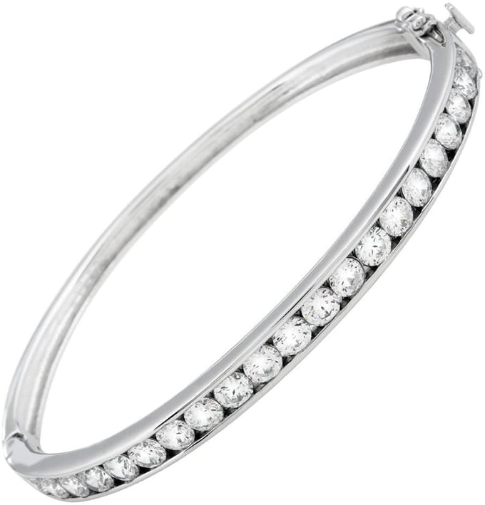 Diamonfire - Zilveren bangle 60 mm - Zirkonia in railzetting