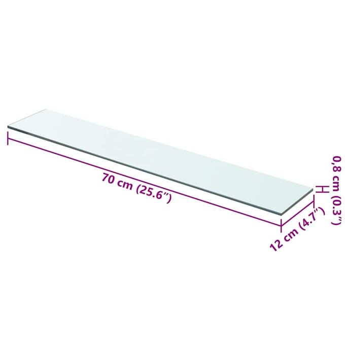 vidaXL - Wandschap - transparant - 70x12 - cm - glas