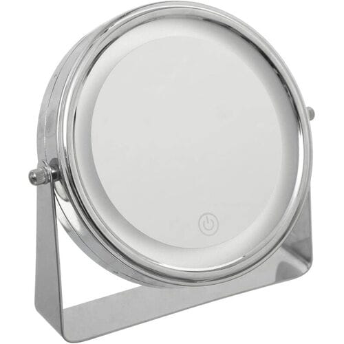 5Five Make-up spiegel / scheerspiegel - met LED verlichting rand - op standaard - D20 cm - 5x vergroting