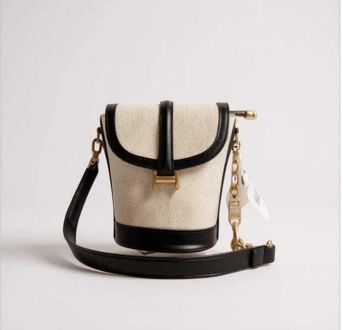 TK-S Kleine Schoudertas-Crossbodytas, geweven stof, zwarte afwerking
