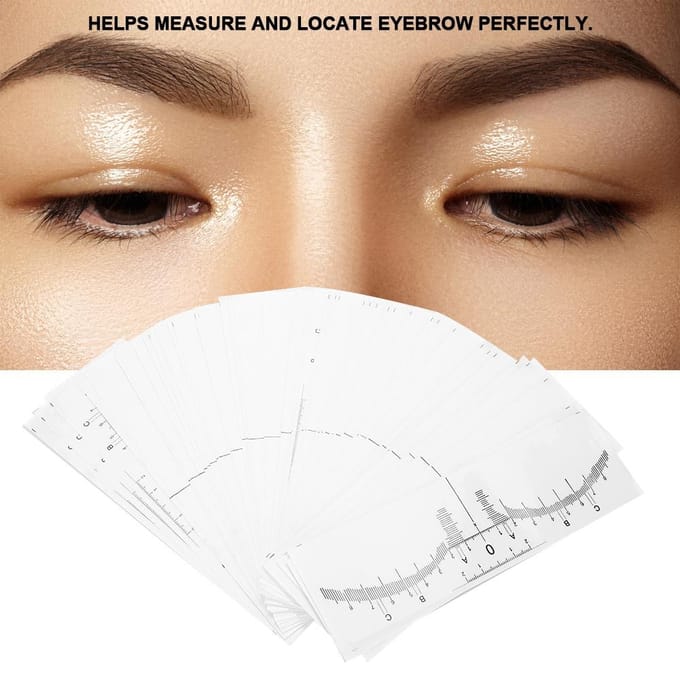 50 Stuks Wegwerp Wenkbrauw Tattoo Liniaal Sticker Microblading Meetinstrument white