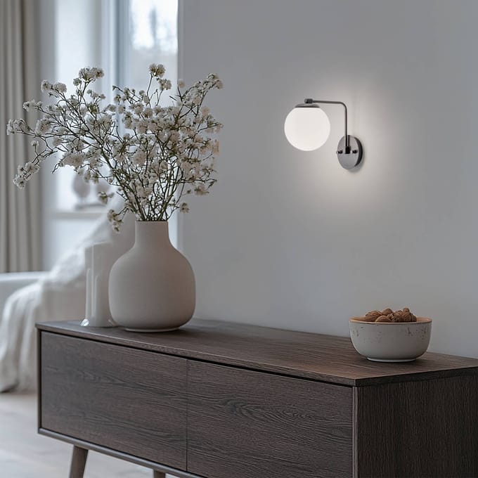 Opviq Wandlamp Daisy, zwart, glas, hoogte 22 cm, E27