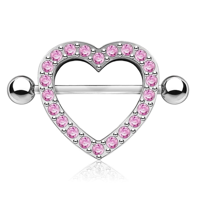 Tepelpiercing hartje 3D 1.6x14 - roze - LMPiercings