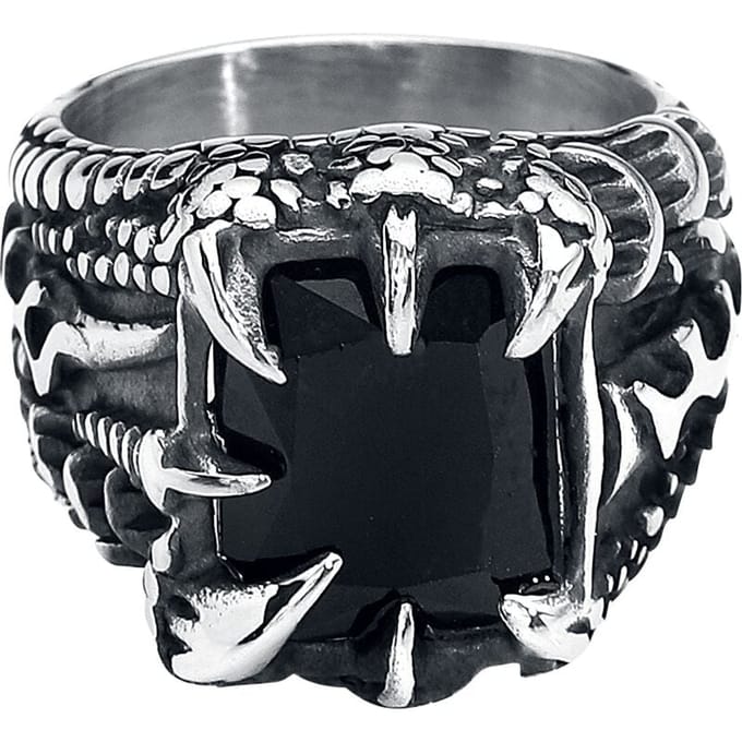 etNox hard and heavy - Gothic Ring - Crystal Claw - voor Mannen - zilverkleurig