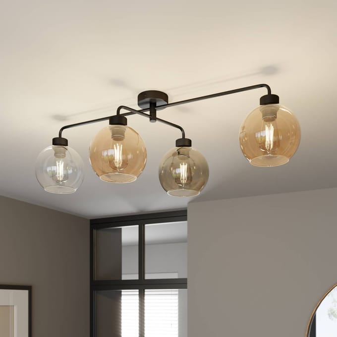 TK Lighting Plafondlamp Cubus 4-lamps helder/amber/grijs