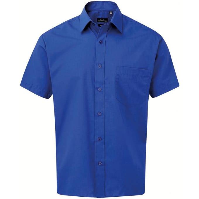 Premier Herenshirt met korte mouwen Popeline (Koningsblauw)