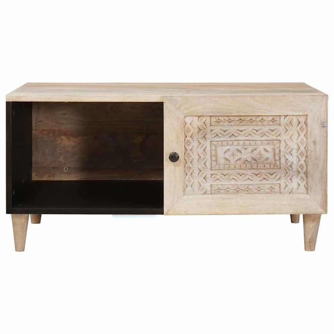 vidaXL - Salontafel - Wit - 100 - x - 54 - x - 40 - cm - Bewerkt - hout