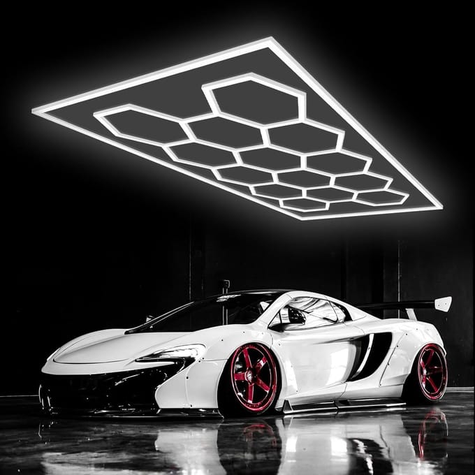 Hexagon LED Verlichting - Werkplaatslampen - Ruimte Verlichten - Modulair Ontwerp - 14 Grids - Wit