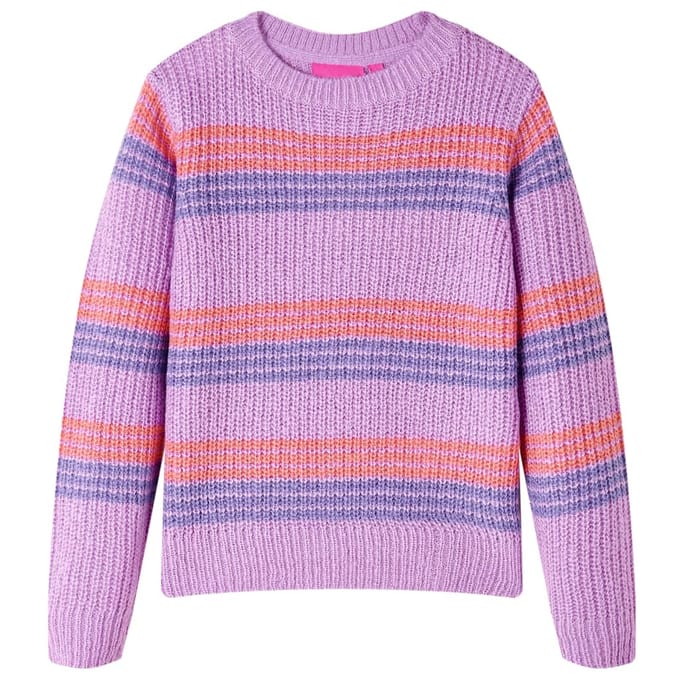 vidaXL - Kindertrui - gebreid - met - strepen - 116 - lila - en - roze