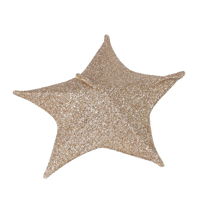 Decoratie Stoffen Kerstster 50 cm met 30 LEDs Goud
