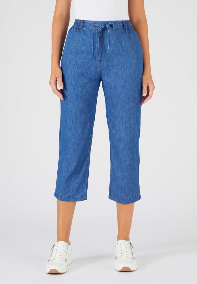 Damart - Korte broek in chambraystof - Dames - Blauw - 42