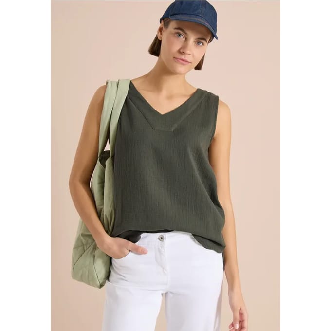 Blousetop met V-hals van mousseline