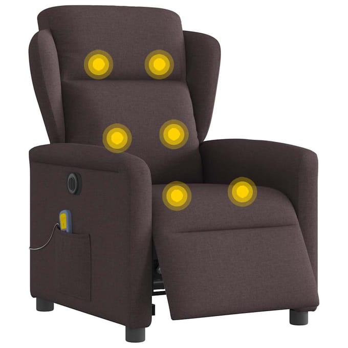 vidaXL - Massagestoel - elektrisch - verstelbaar - stof - donkerbruin